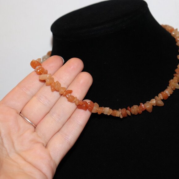 Beautiful natural stone Orange Quartz Necklace Nwot 16" - Picture 4 of 6